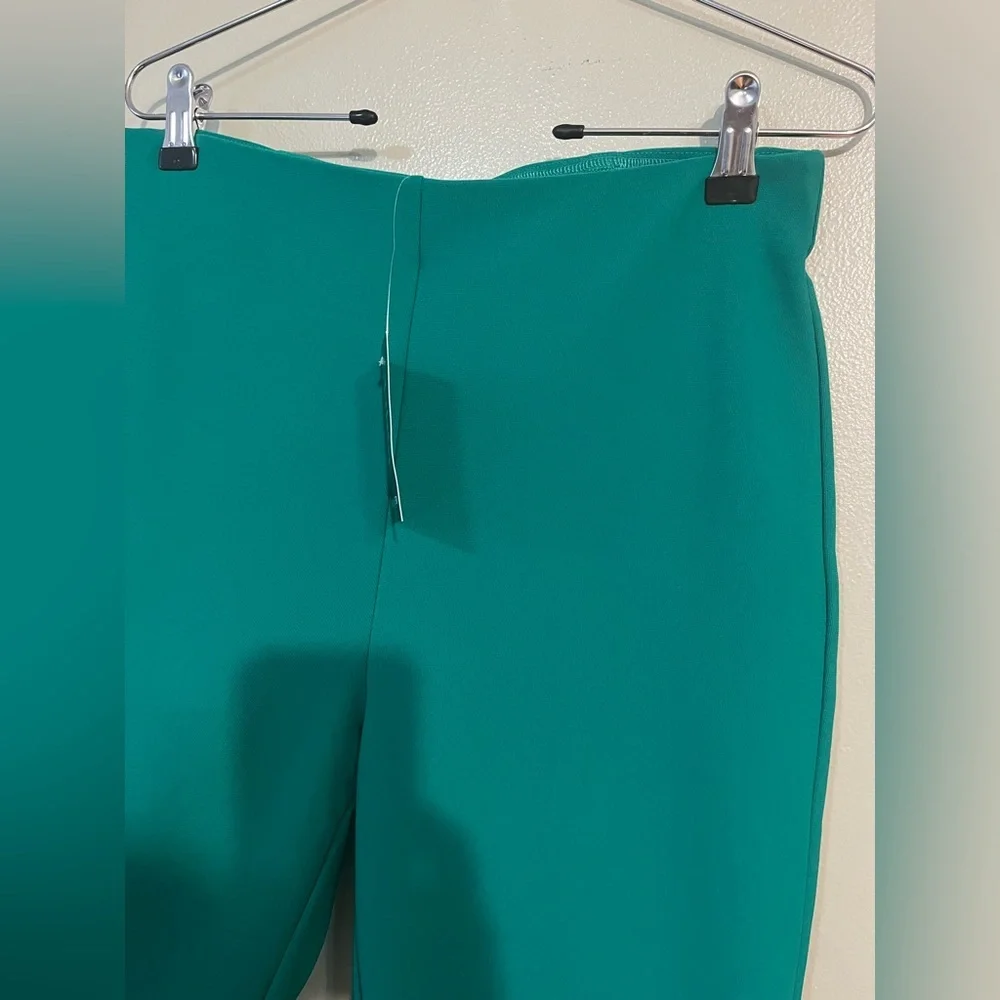 Boston Proper Elegant Green Women's Pants Crop Straight Nylon M Stretchy NWT